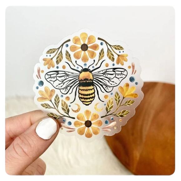 Big Moods Flowers And Bee Clear Sticker - Picture 1 of 5